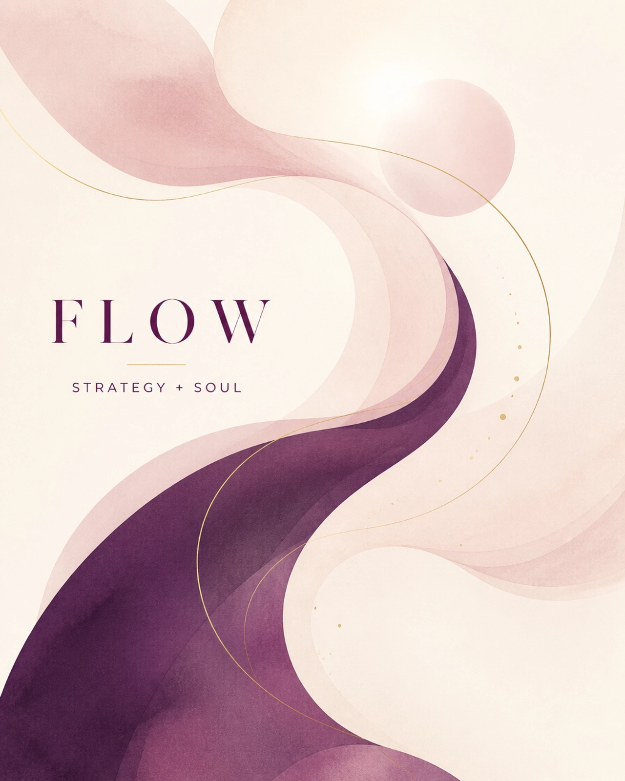 Abstract FLOW artwork with the words Strategy and Soul representing the integration of AI and business purpose