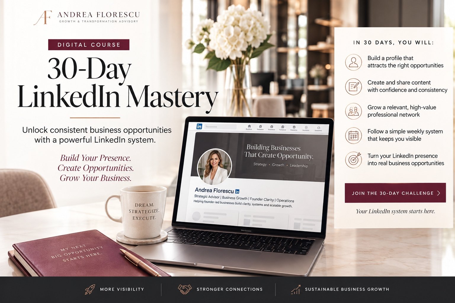 30-Day LinkedIn Mastery — Build Your Presence. Create Opportunities. Grow Your Business.