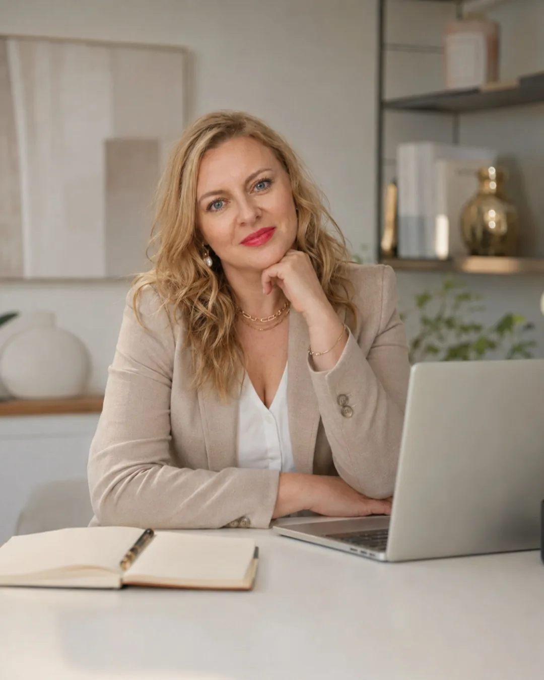 Andrea Florescu working on operations strategy at her laptop