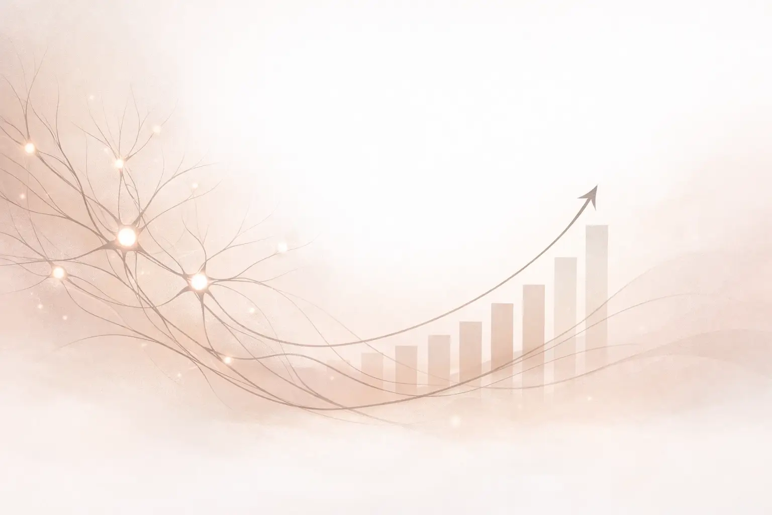 Neuron and growth chart illustration showing the connection between neuroscience and business growth — start before you're ready